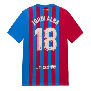 matchtröjor fotboll FC Barcelona Jordi Alba 18 Hemma tröja 2021-2022 – Kortärmad
