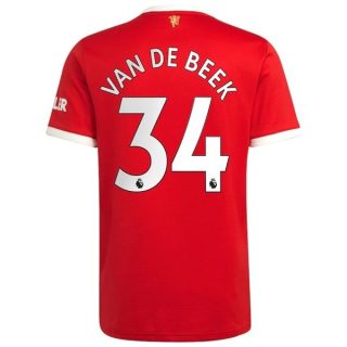 matchtröjor fotboll Manchester United Van De Beek 34 Hemma tröja 2021-2022 – Kortärmad
